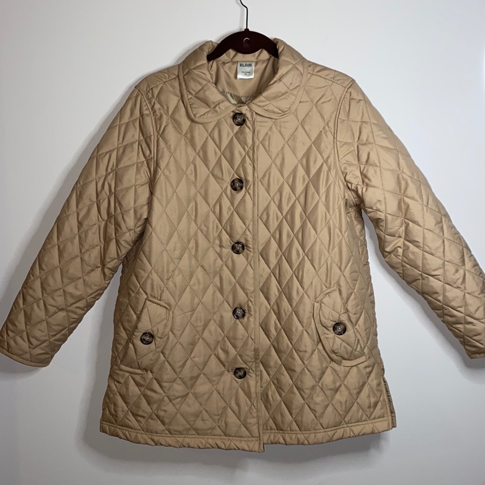 BLAIR Quilted Car Coat: Light Taupe
